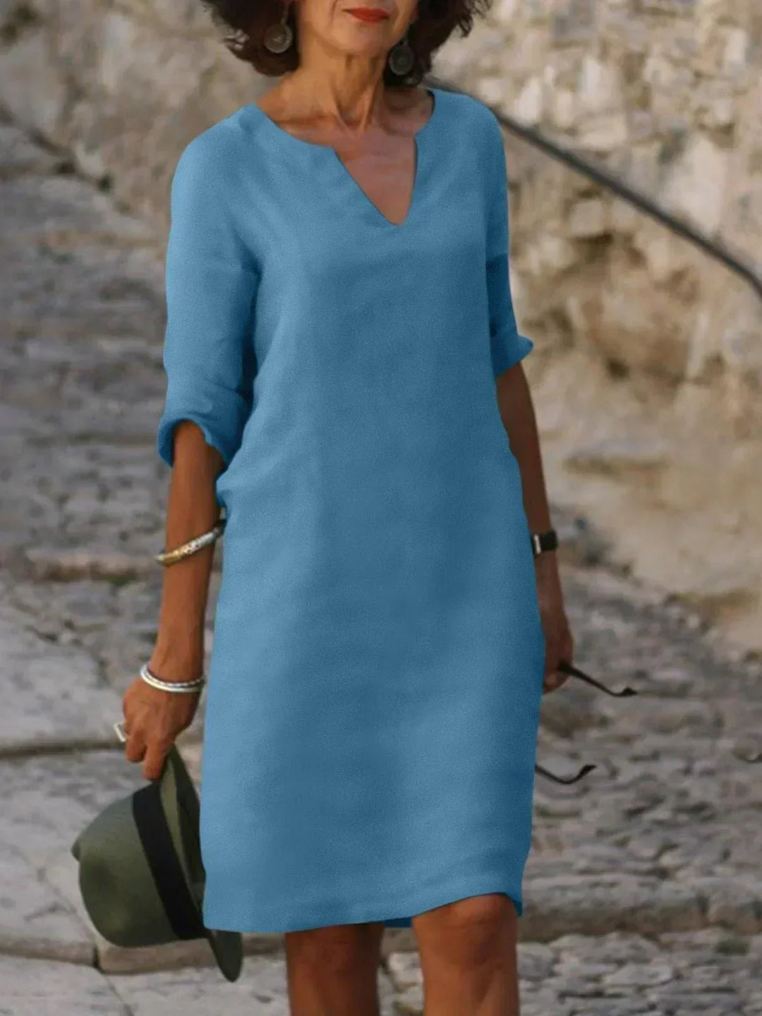 By Kim | Elegant V-Neck Draped Midi Dress