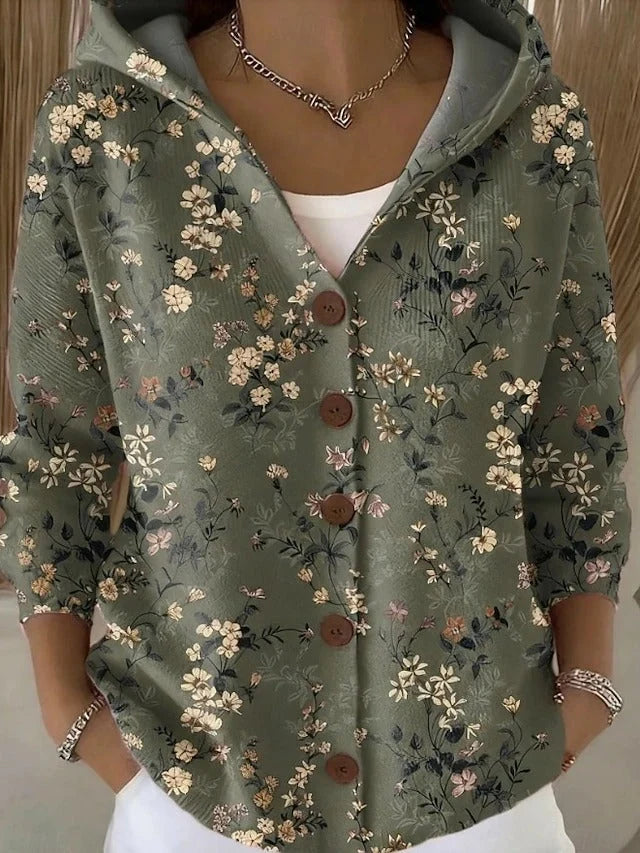 Jenna | Elegant Button Hooded Sweater