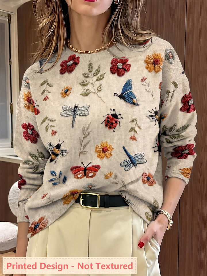 Elsie | Botanical Print Crewneck Sweater