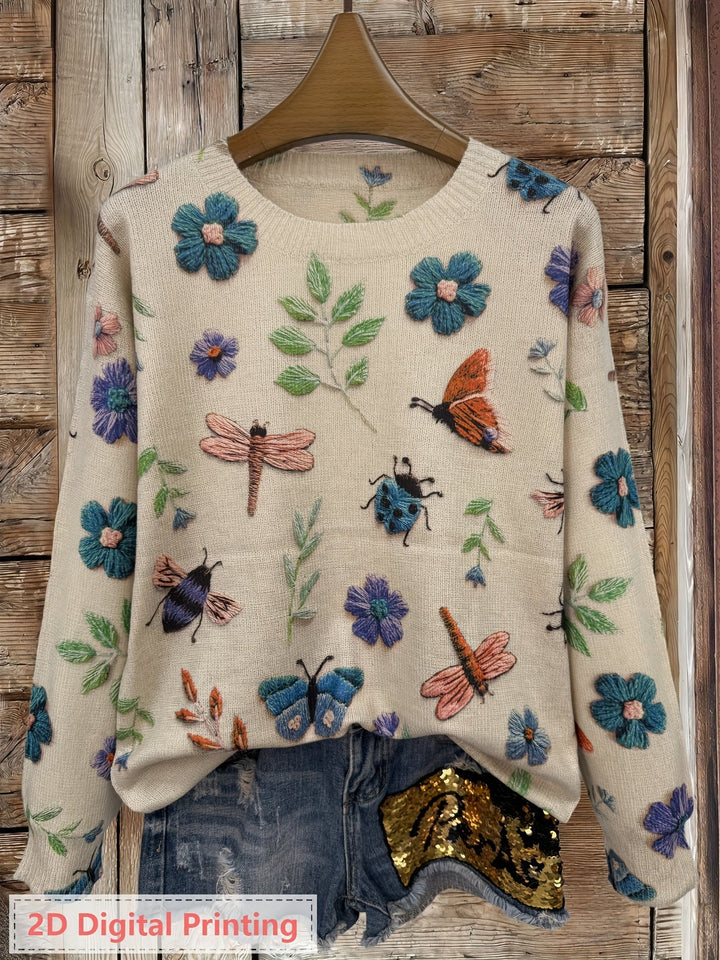 Elsie | Botanical Print Crewneck Sweater