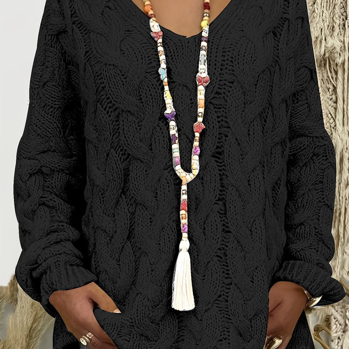 Florence | Relaxed Cable-Knit V-Neck Sweater