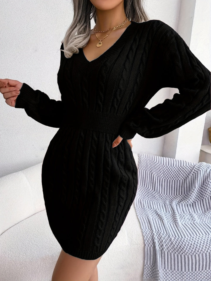 Felicity | Cable-Knit Peplum Sweater Dress