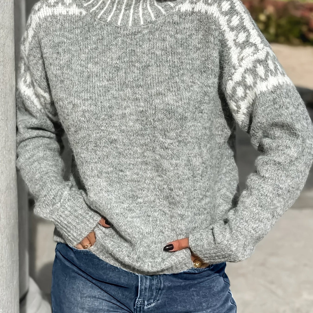 Corinna | Contrast-Trim Mock-Neck Sweater