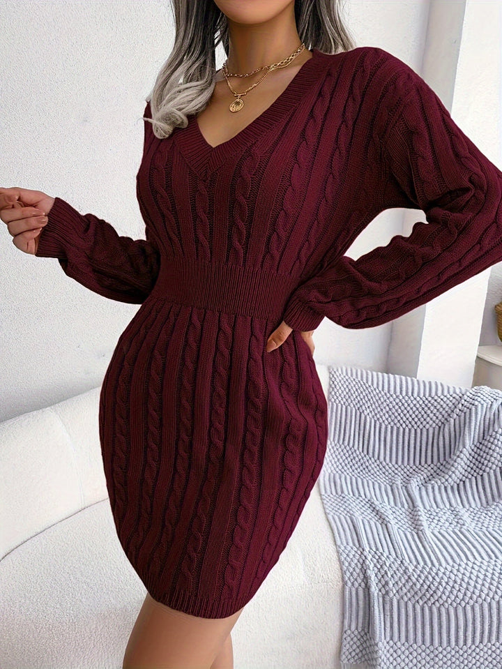 Felicity | Cable-Knit Peplum Sweater Dress
