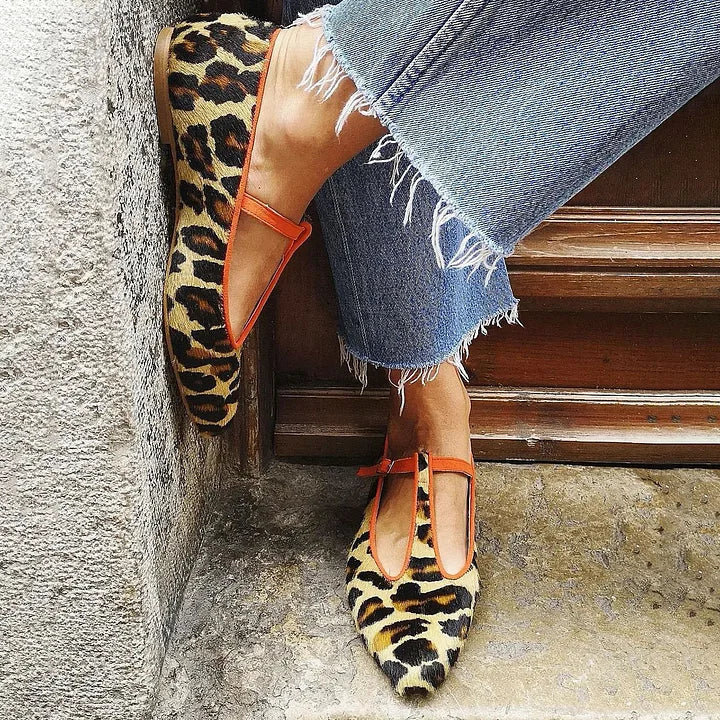 Destiny | Elegant Leopard Strap Flat Shoes
