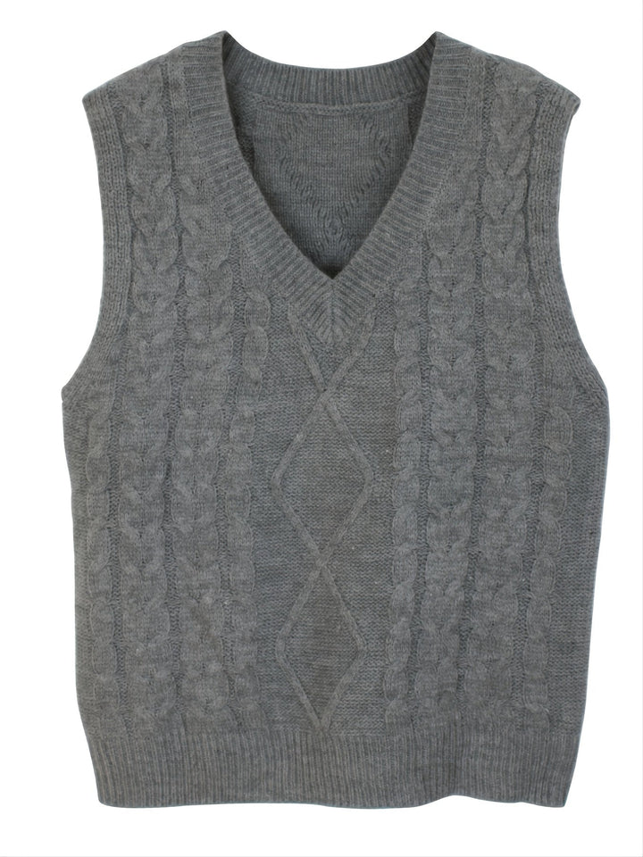 Cora | Cozy Cable-Knit V-Neck Sweater Vest