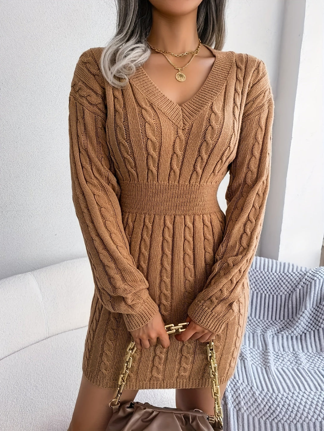 Felicity | Cable-Knit Peplum Sweater Dress