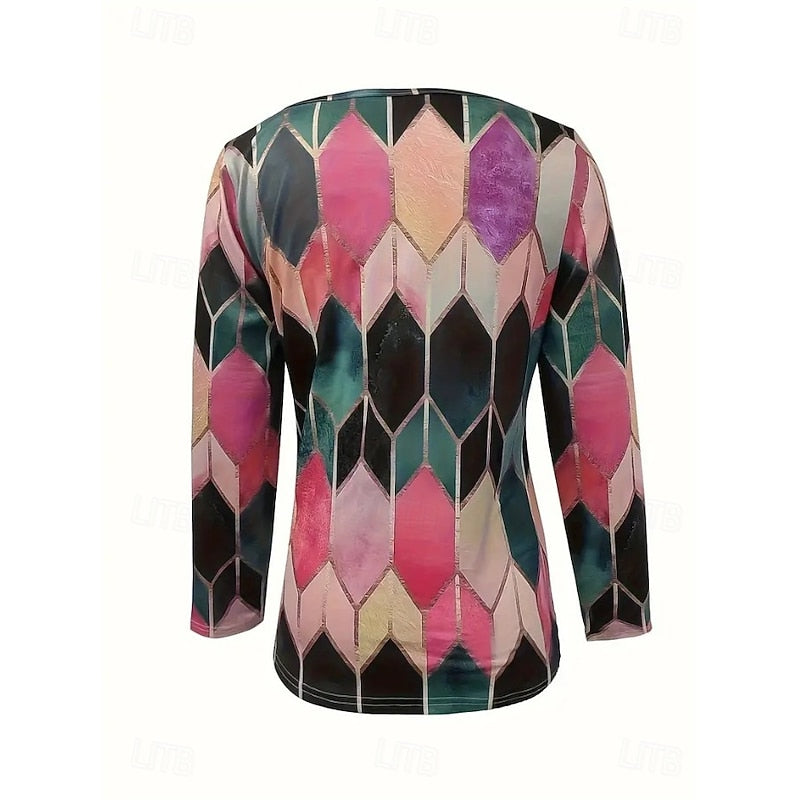 Rachel | Floral Quarter-Zip Long Sleeve Top