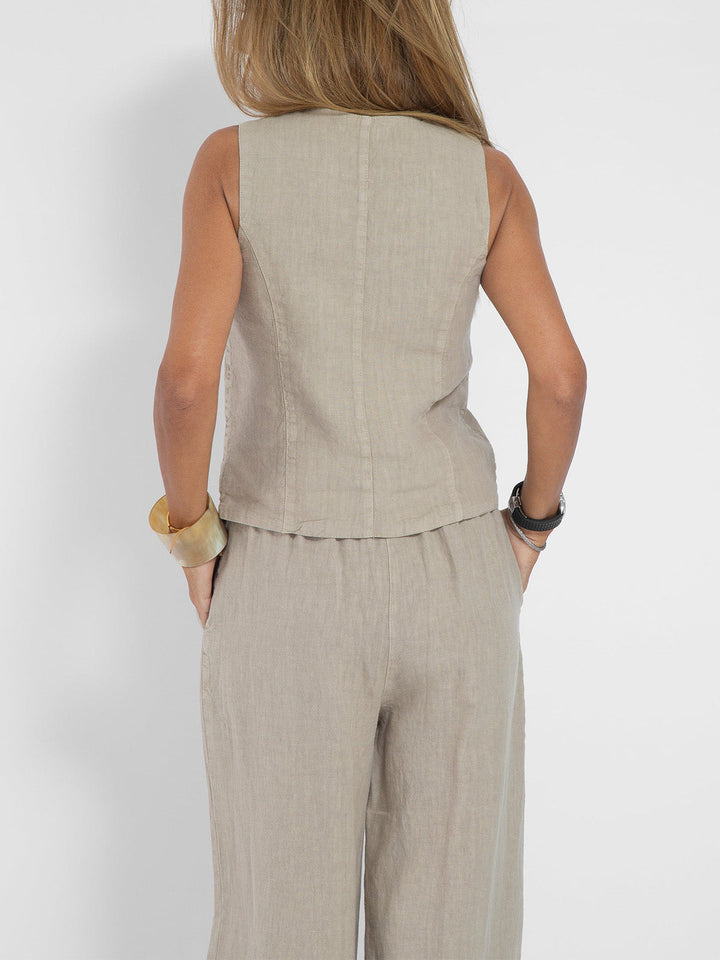 Lauren | Sleeveless V-Neck Vest &amp; Wide-Leg Pants Set
