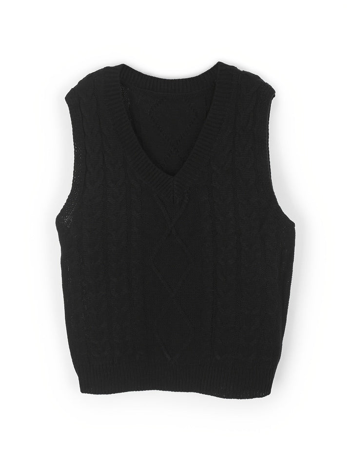 Cora | Cozy Cable-Knit V-Neck Sweater Vest