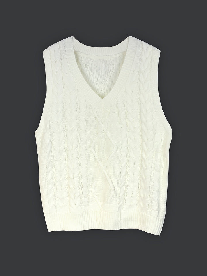 Cora | Cozy Cable-Knit V-Neck Sweater Vest