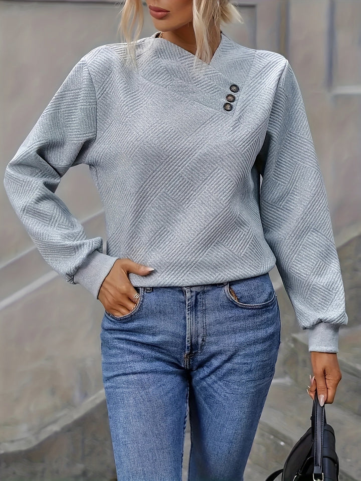 Nadine | Asymmetrical Button-Neck Sweater