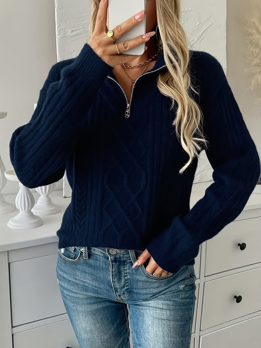 Clementine | Textured Half-Zip Sweater