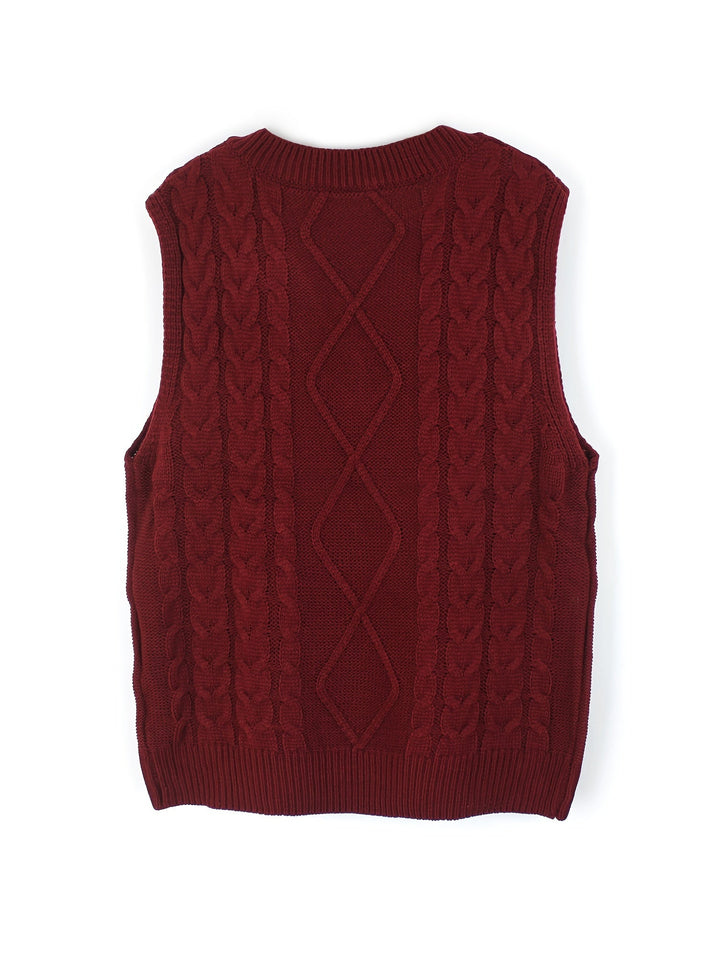 Cora | Cozy Cable-Knit V-Neck Sweater Vest