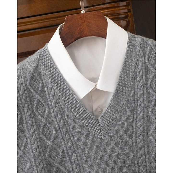 Cedric | Cable-Textured V-Neck Sweater Vest