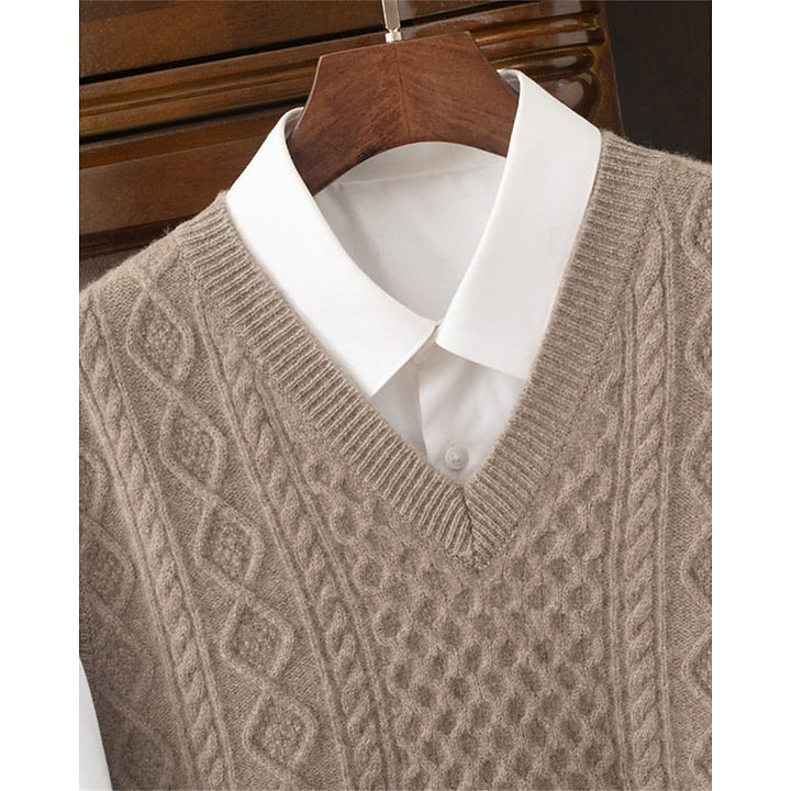 Cedric | Cable-Textured V-Neck Sweater Vest