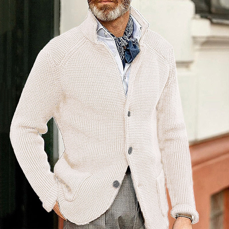 Theron | Textured Stand-Collar Cardigan