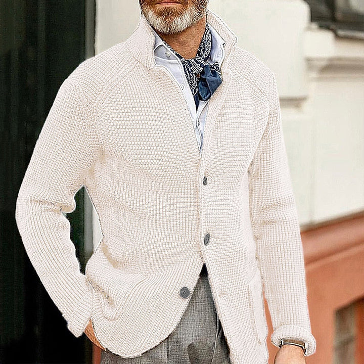 Theron | Textured Stand-Collar Cardigan