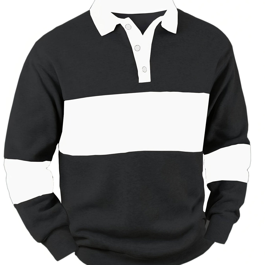Grayson | Colour-Block Long Sleeve Polo Shirt