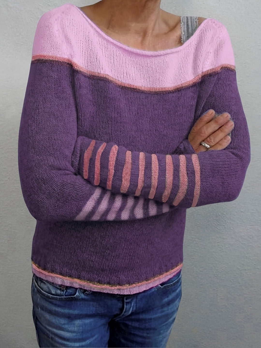 Francesca | Color-Block Boat Neck Sweater