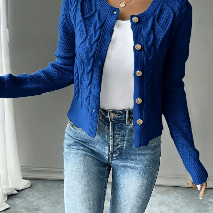 Eleanora | Cable-Knit Button-Front Cardigan