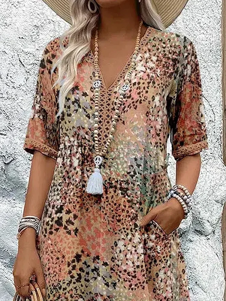 Natalie | Vibrant Pattern Midi Dress