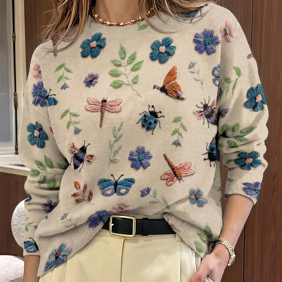 Elsie | Botanical Print Crewneck Sweater