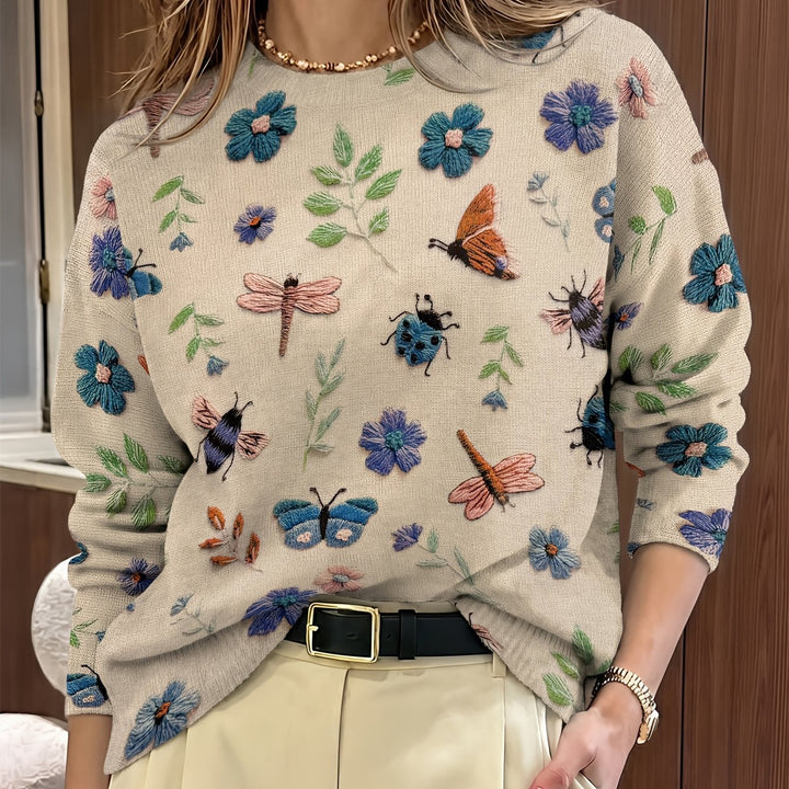 Elsie | Botanical Print Crewneck Sweater