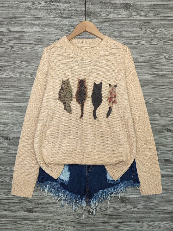 Tamara | Cozy Cat-Print Sweater