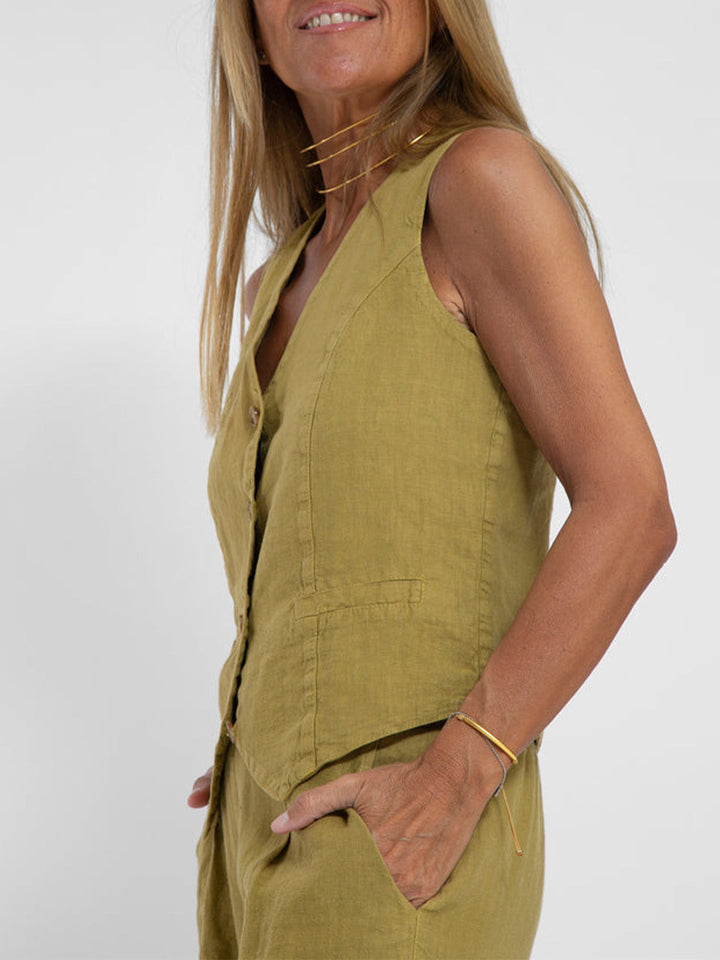 Lauren | Sleeveless V-Neck Vest &amp; Wide-Leg Pants Set