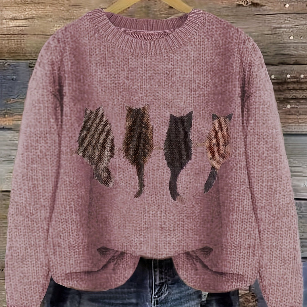 Tamara | Cozy Cat-Print Sweater