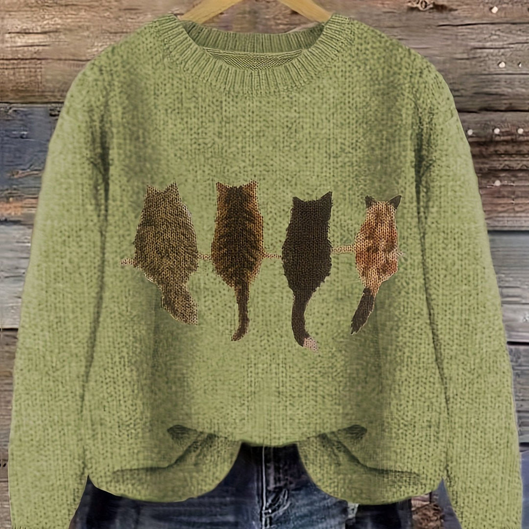 Tamara | Cozy Cat-Print Sweater