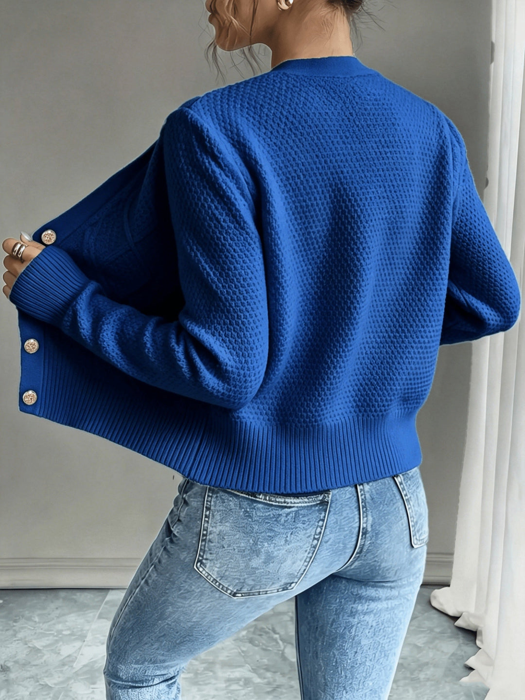 Eleanora | Cable-Knit Button-Front Cardigan