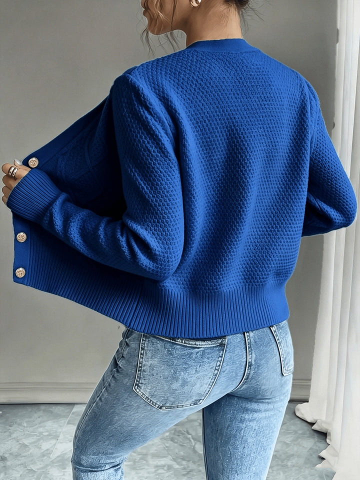 Eleanora | Cable-Knit Button-Front Cardigan