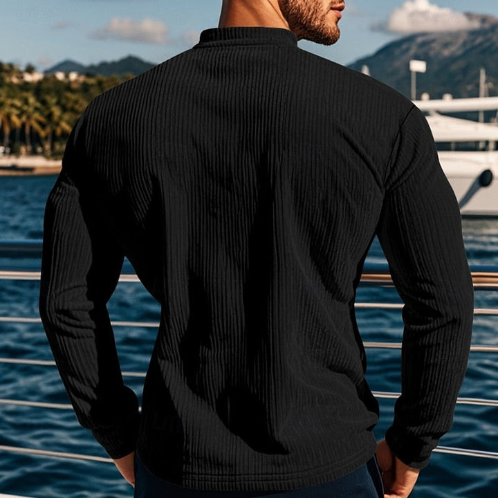 Elias | Ribbed Long Sleeve Henley Shirt