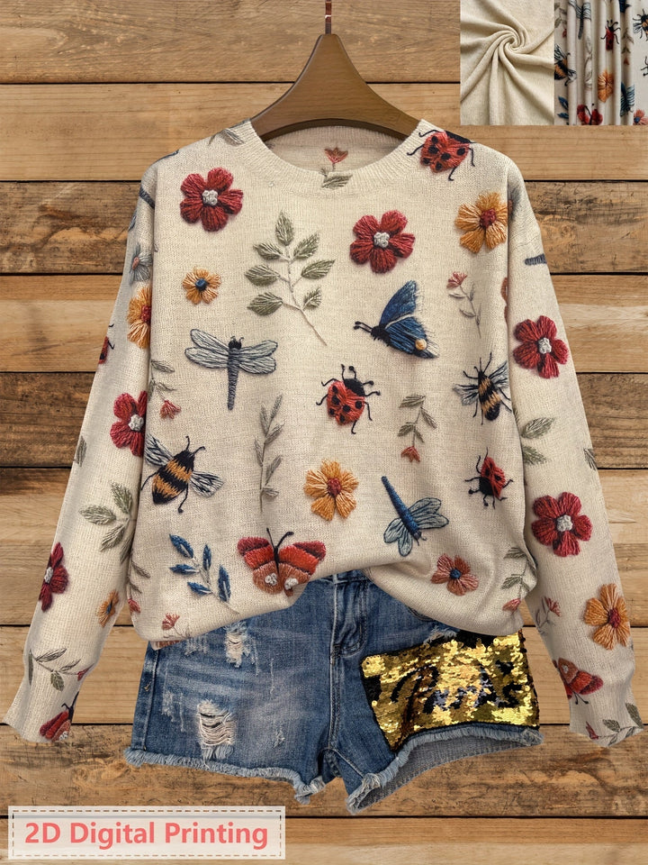 Elsie | Botanical Print Crewneck Sweater