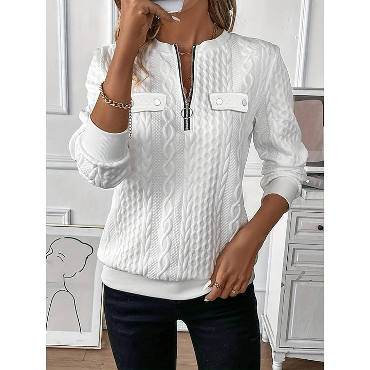 Rosanna | Cable-Textured Quarter-Zip Top