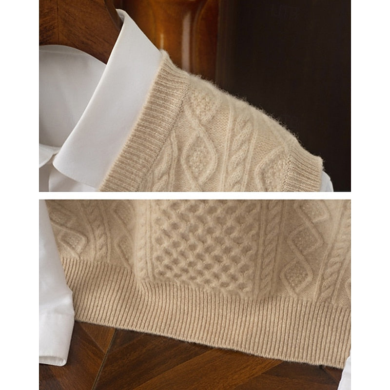 Cedric | Cable-Textured V-Neck Sweater Vest