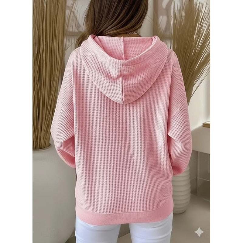 By Kim | Textured Drawstring Hoodie