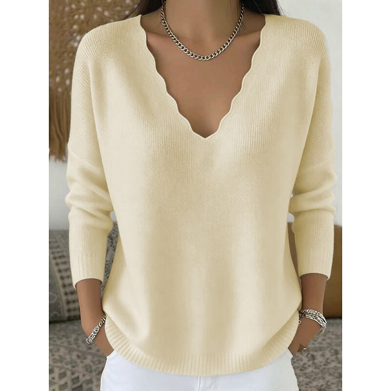 Hannah | Scalloped V-Neck Halloween Pullover