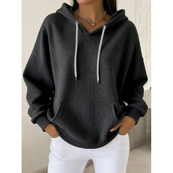 By Kim | Textured Drawstring Hoodie
