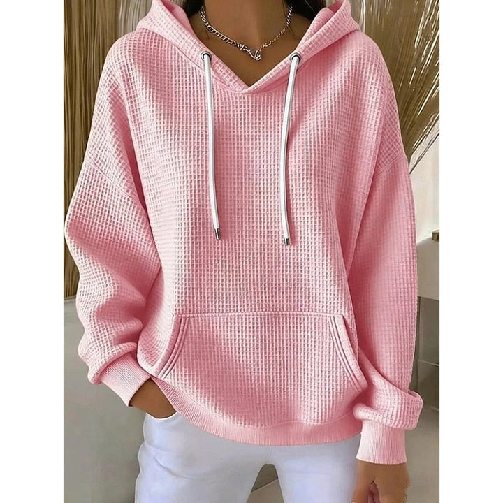 By Kim | Textured Drawstring Hoodie