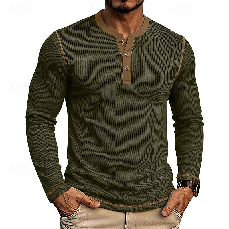 Jared | Ribbed Henley Shirt