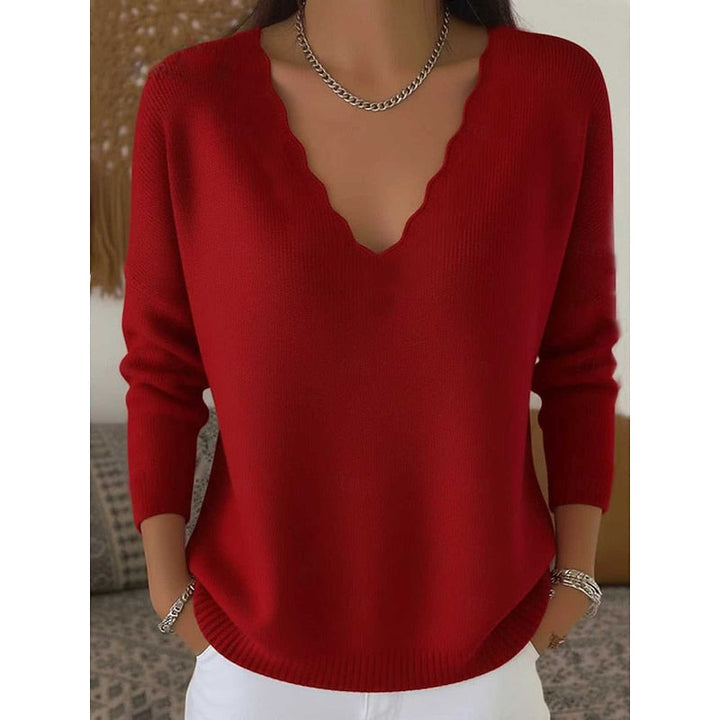 Hannah | Scalloped V-Neck Halloween Pullover