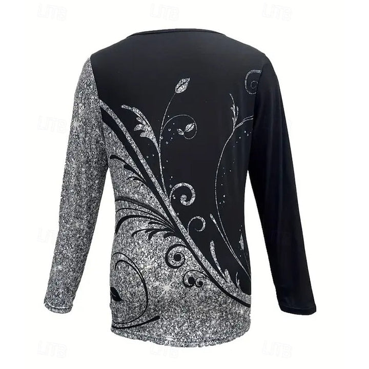 Rachel | Floral Quarter-Zip Long Sleeve Top