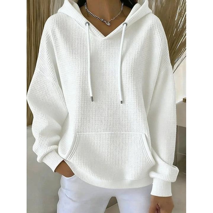 By Kim | Textured Drawstring Hoodie