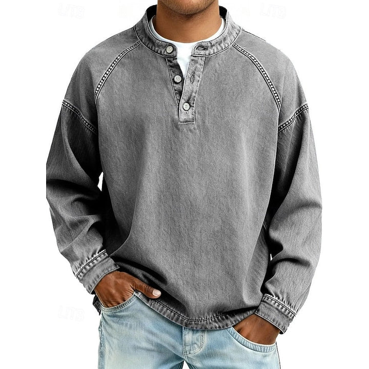 Trent | Vintage Washed Stand-Collar Henley Shirt