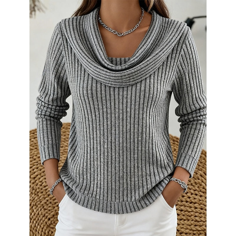 Isadora | Cowl-Neck Ribbed Top