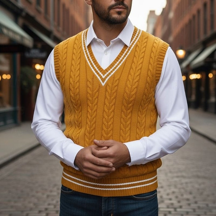 Edwin | Cable-Knit V-Neck Sweater Vest