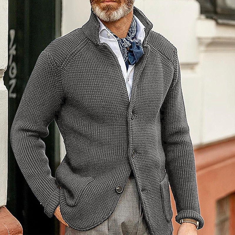 Theron | Textured Stand-Collar Cardigan